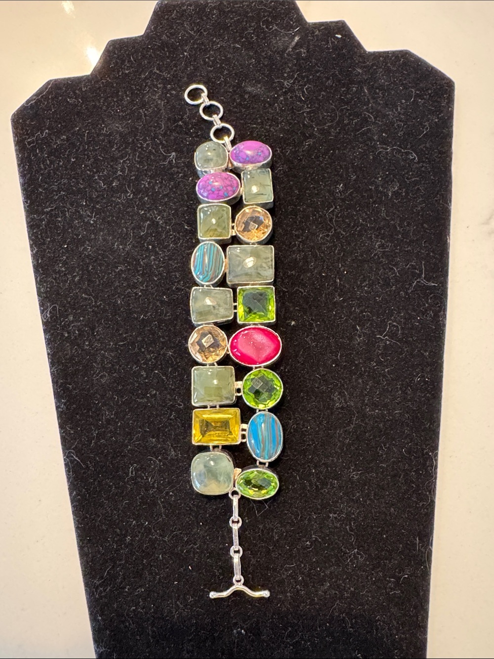 Multicolor Stone Link Bracelet by